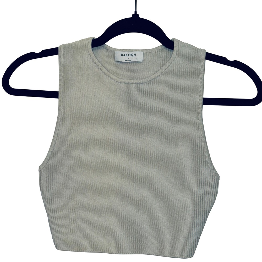 Babaton Sculpt Knit Women S Ribbed Racerback Cropped Tank Top Beige